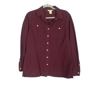Duluth Trading Shirt Womens Medium Workwear Button Down Burgundy Utility Rugged